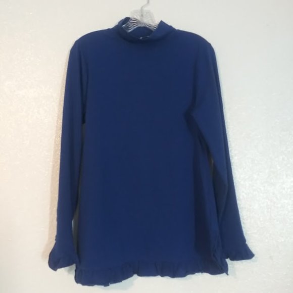Isaac Mizrahi Live women's size S blue mock turtleneck top - Picture 1 of 14